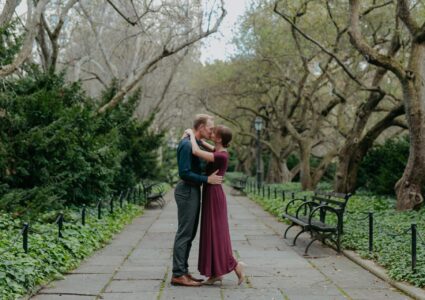 engagement photoshoot at conservatory garden, central park