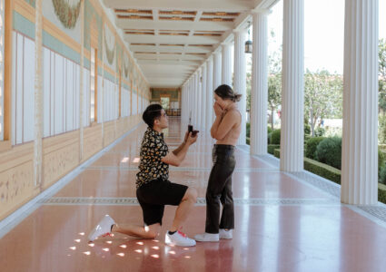 proposal photography at getty villa, los angeles